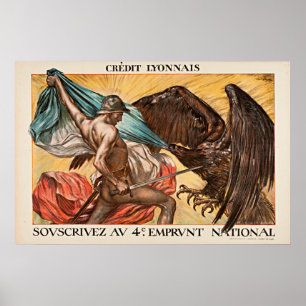 WWI Hero vs Eagle Vintage Poster