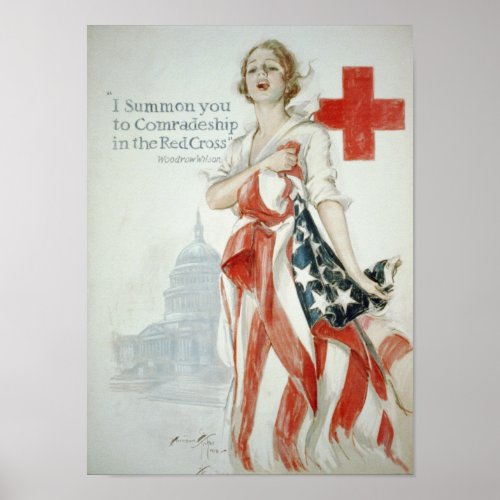WWI I Summon You to Comradeship in the Red Cross Poster