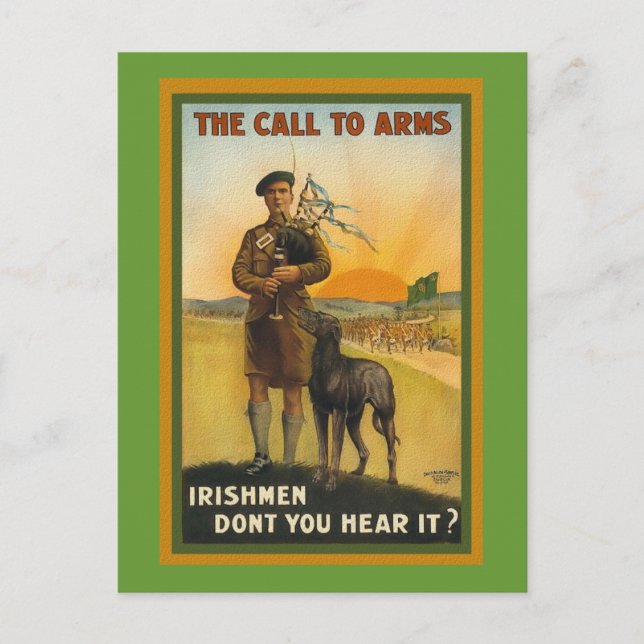 WWI Irish Recruiting Poster Postcard (Front)