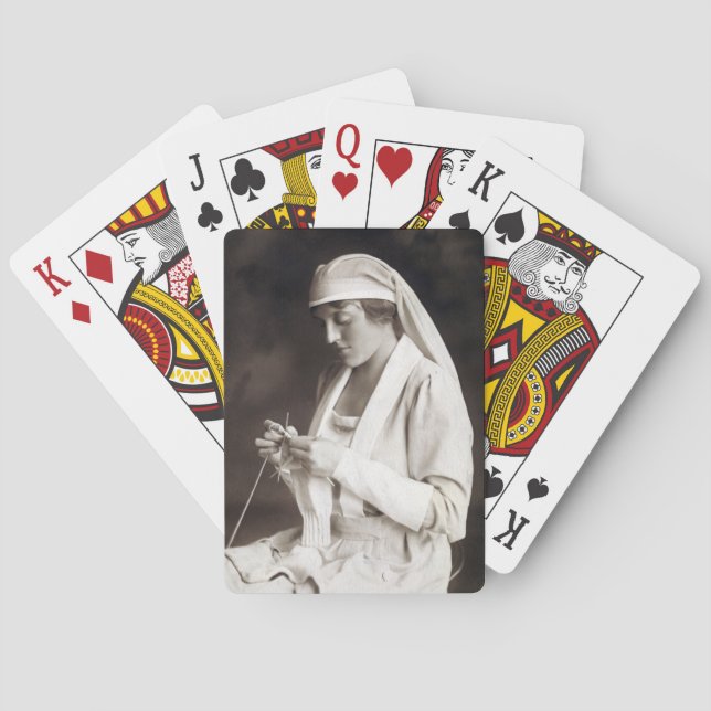WWI Nurse knitting Sweater Poker Cards (Back)