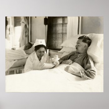 Wwi Nurse Reads To Recuperating Soldier Poster by historicimage at Zazzle
