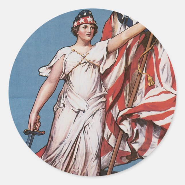 WWI Poster Liberty Calls Vintage Classic Round Sticker (Front)