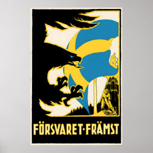 WWI Propaganda Poster Sweden National Defense