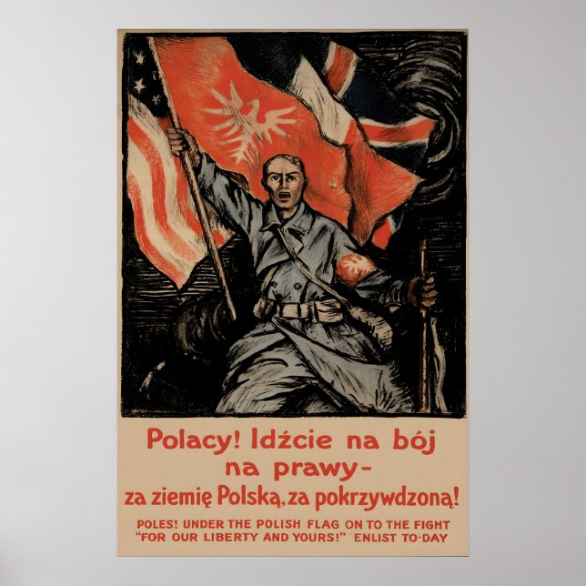 WWI Recruitment Poland Under one flag World war 1 Poster (Front)