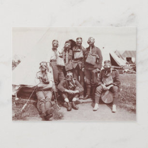 WWI Soldiers in Gas Masks Postcard