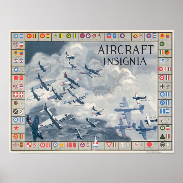 WWII Aircraft Insignia Identification Poster (Front)