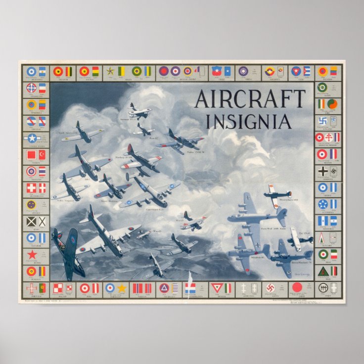 WWII Aircraft Insignia Identification Poster | Zazzle