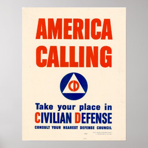 WWII America Calling Poster