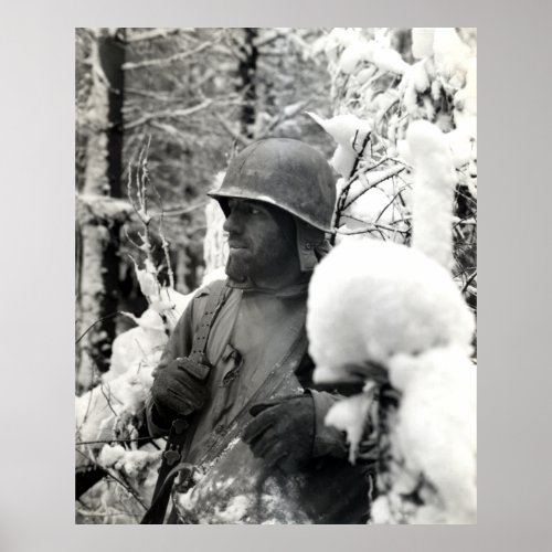 WWII American Soldier in Bastogne Poster