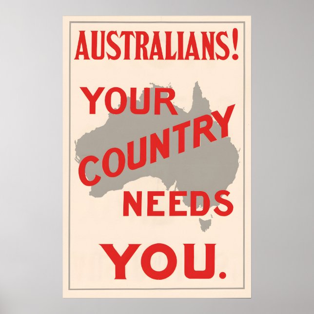 WWII Australia Propaganda Poster Your Country (Front)