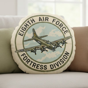 WWII B-17 Eighth Air Force Fortress Division Round Pillow