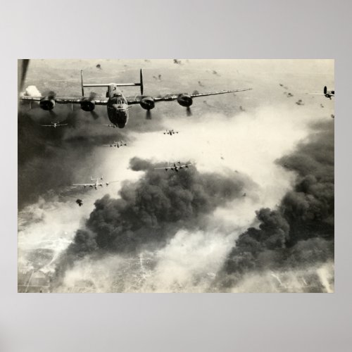 WWII B_24s over Ploesti Oil Fields Poster