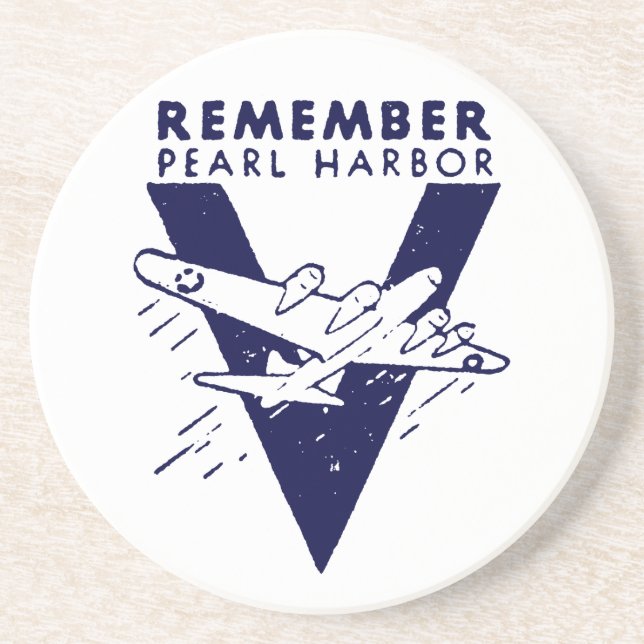 WWII Blue Remember Pearl Harbor Drink Coaster (Front)
