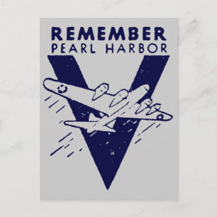 WWII Blue Remember Pearl Harbor Postcard