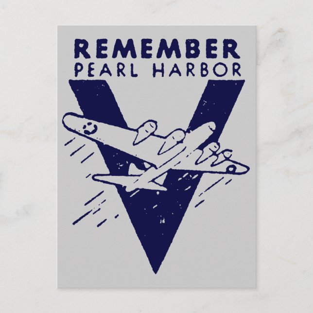 WWII Blue Remember Pearl Harbor Postcard (Front)