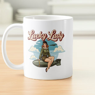 WWII Bomber Lucky Lady Nose Art Coffee Mug