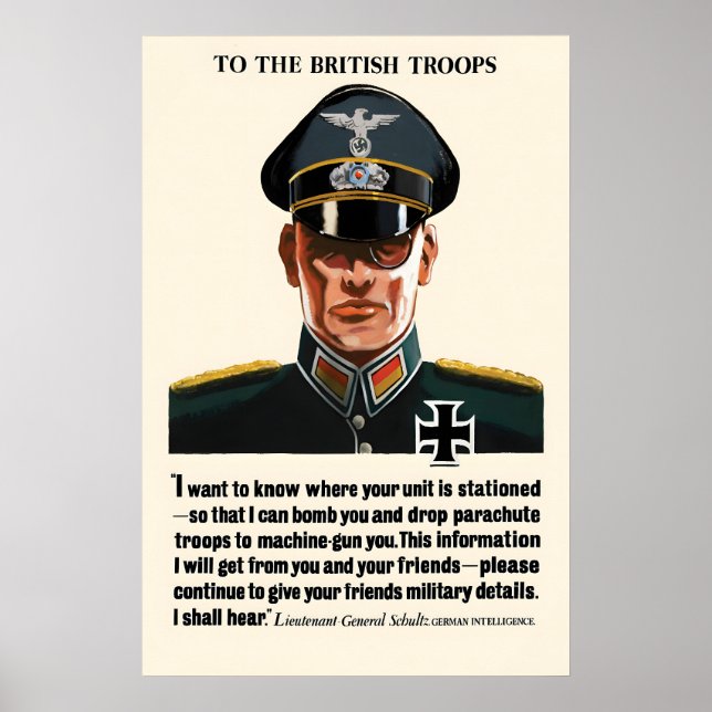WWII British Propaganda Poster Mock German Officer (Front)