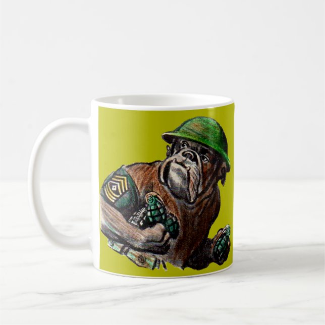 WWII bulldog dog soldier Sgt. Rover Coffee Mug (Left)