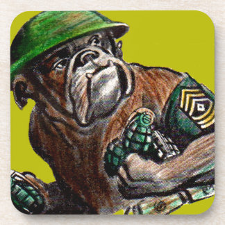 WWII bulldog dog soldier Sgt. Rover Drink Coaster