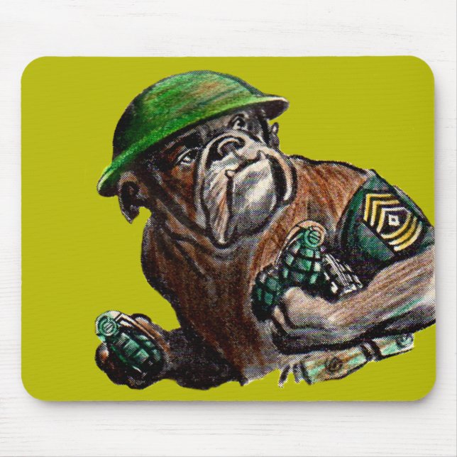 WWII bulldog dog soldier Sgt. Rover Mouse Pad (Front)