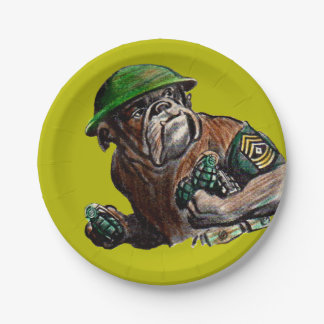 WWII bulldog dog soldier Sgt. Rover Paper Plates