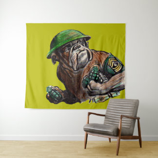 WWII bulldog dog soldier Sgt. Rover Tapestry