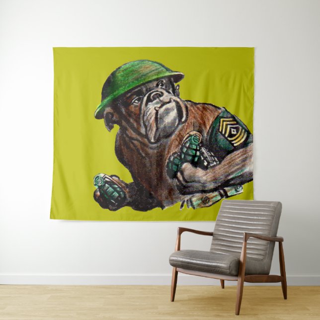 WWII bulldog dog soldier Sgt. Rover Tapestry (In Situ (Horizontal))