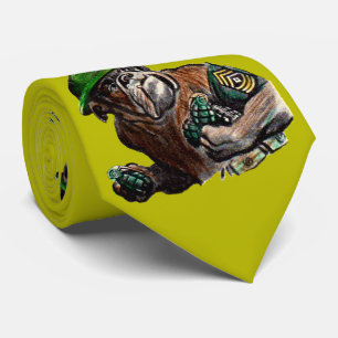WWII bulldog Sgt. Rover print Neck Tie