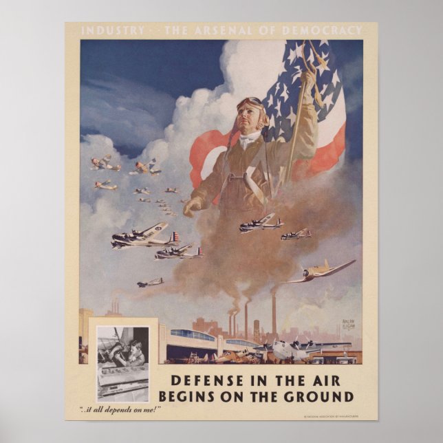 WWII Defense in the Air Begins on the Ground Poster (Front)