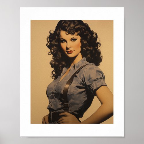 WWII Female Mechanic Vintage Pinup Girl Poster