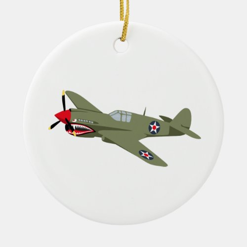 WWII Fighter Ceramic Ornament