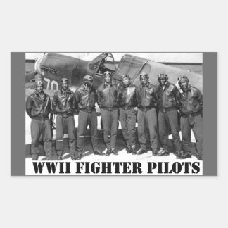 WWII FIGHTER PILOTS RECTANGULAR STICKER