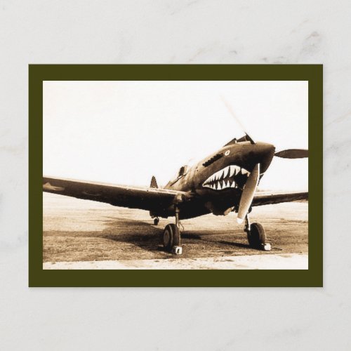 WWII Flying Tigers Curtiss P_40 Fighter Plane Postcard