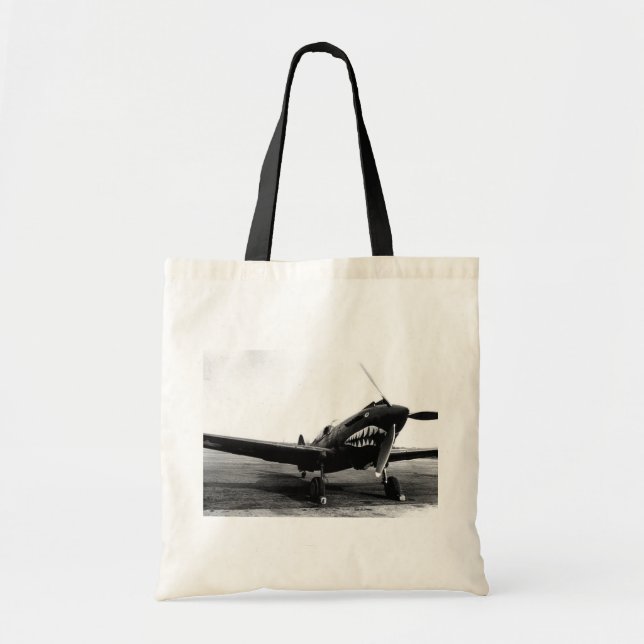 WWII Flying Tigers Curtiss P-40 Fighter Plane Tote Bag (Front)