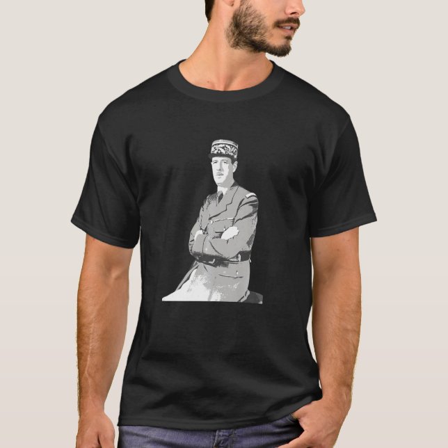 Wwii French Historic General De Gaulle T-Shirt (Front)