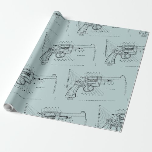 WWII Handgun 45 caliber pistol revolver schematic Wrapping Paper