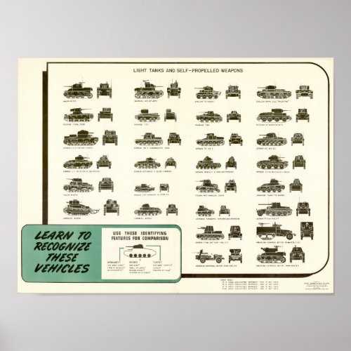 WWII Identify Light Tanks  Self_Propelled Weapons Poster
