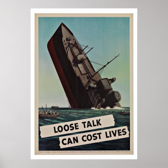 WWII Loose Lips - Vintage Patriotism Poster (Front)