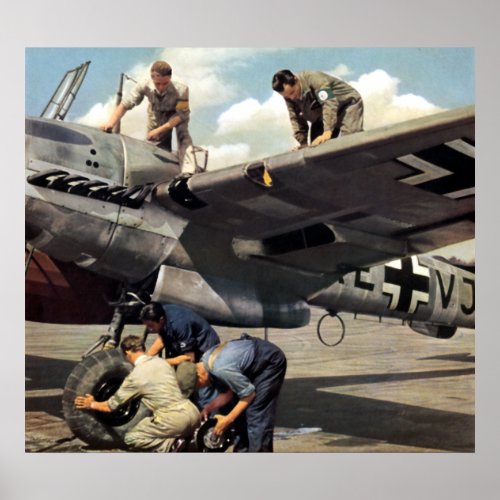 WWII Luftwaffe Ground Crew  ME_110 Poster