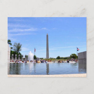 WWII Memorial Fountain and Washington Monument Postcard