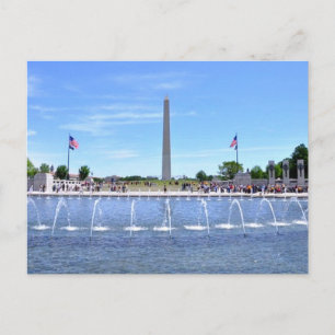WWII Memorial Fountains and Washington Monument wi Postcard