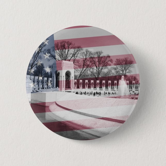 WWII Memorial with Flag Overlay Button (Front)
