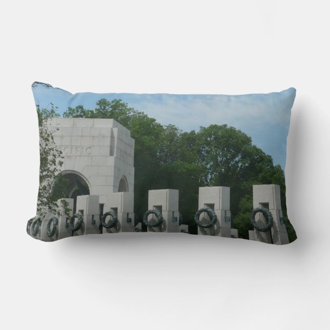 WWII Memorial Wreaths II in Washington DC Lumbar Pillow (Front)