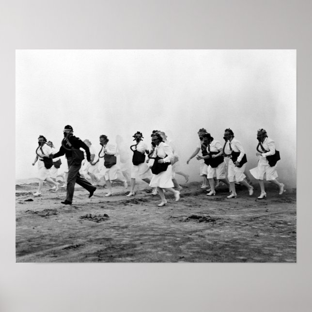 WWII Military Nurses ~ Gas Mask Training Poster (Front)