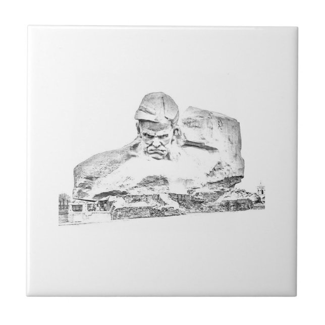 WWII Monument Fortress Architecture Sketch Ceramic Tile (Front)