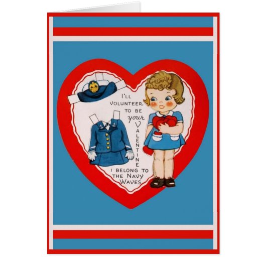 WWII Navy Waves Valentine Copy Cards (Front)