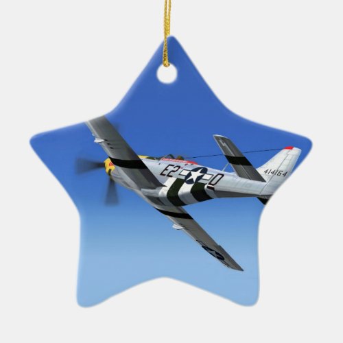 WWII P51 Mustang Fighter Plane Ceramic Ornament