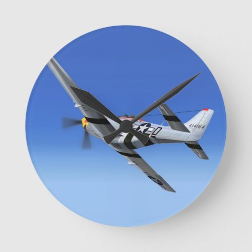 WWII P51 Mustang Fighter Plane Round Clock