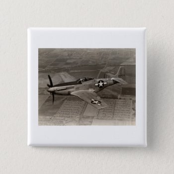 Wwii P-51 Mustang In Flight Pinback Button by historicimage at Zazzle