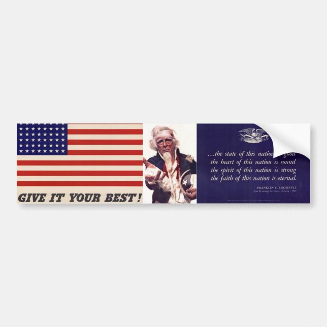 WWII Patriotic Poster Bumper Sticker (Front)